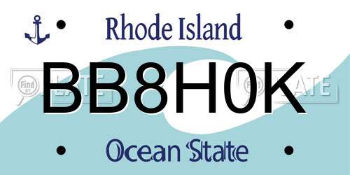 BB8H0K Rhode Island License Plate