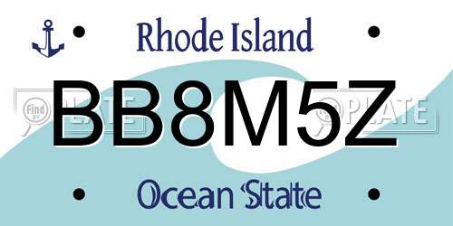 BB8M5Z Rhode Island License Plate