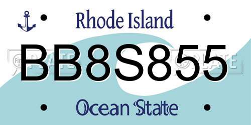 BB8S855 Rhode Island License Plate