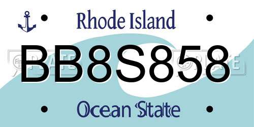 BB8S858 Rhode Island License Plate