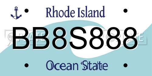 BB8S888 Rhode Island License Plate
