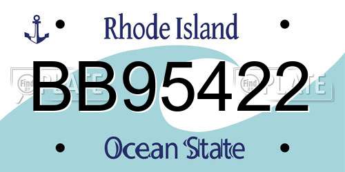 BB95422 Rhode Island License Plate