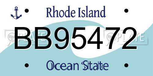 BB95472 Rhode Island License Plate