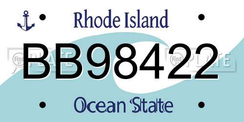 BB98422 Rhode Island License Plate