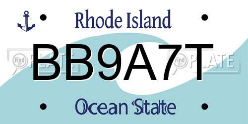 BB9A7T Rhode Island License Plate