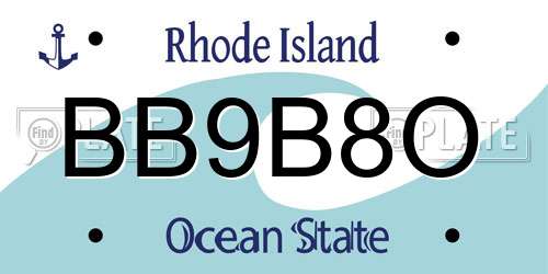 BB9B8O Rhode Island License Plate