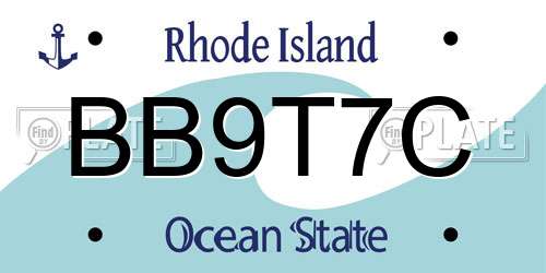BB9T7C Rhode Island License Plate