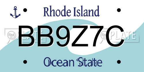 BB9Z7C Rhode Island License Plate