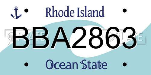 BBA2863 Rhode Island License Plate