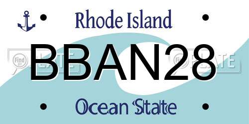 BBAN28 Rhode Island License Plate