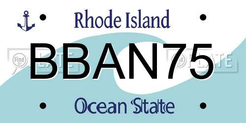 BBAN75 Rhode Island License Plate