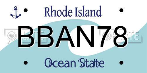 BBAN78 Rhode Island License Plate