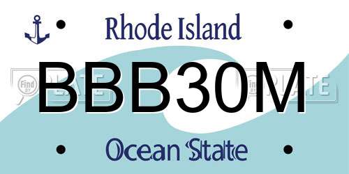 BBB30M Rhode Island License Plate