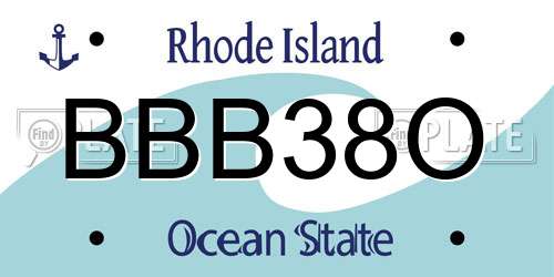 BBB38O Rhode Island License Plate