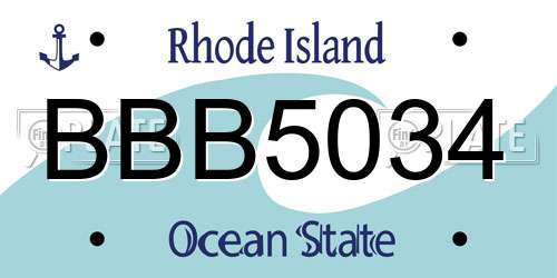 BBB5034 Rhode Island License Plate