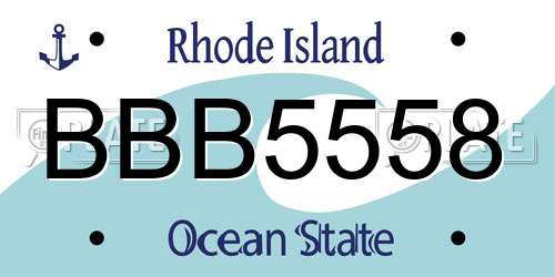 BBB5558 Rhode Island License Plate