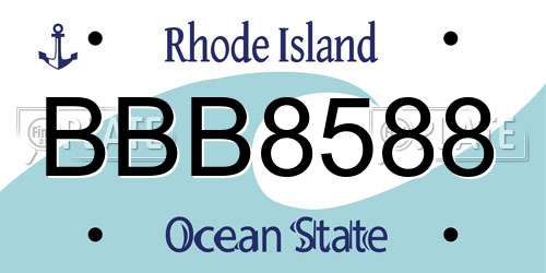 BBB8588 Rhode Island License Plate