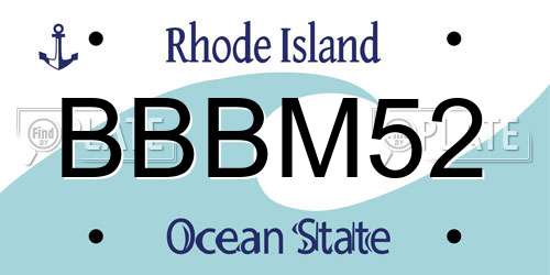 BBBM52 Rhode Island License Plate