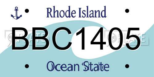 BBC1405 Rhode Island License Plate
