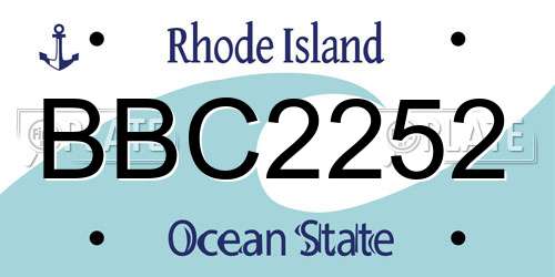 BBC2252 Rhode Island License Plate