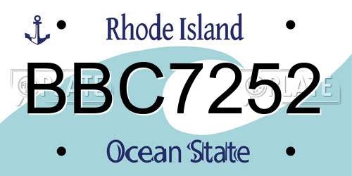 BBC7252 Rhode Island License Plate