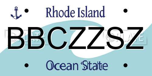 BBCZZSZ Rhode Island License Plate