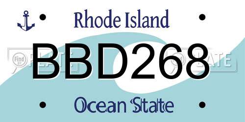 BBD268 Rhode Island License Plate