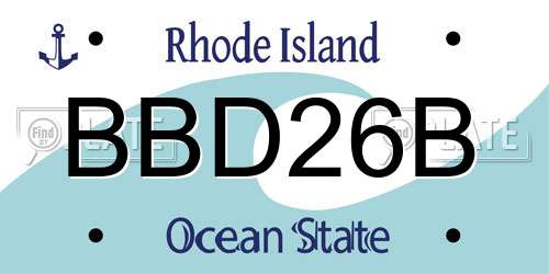 BBD26B Rhode Island License Plate