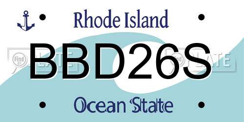 BBD26S Rhode Island License Plate