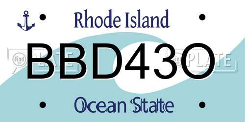 BBD43O Rhode Island License Plate