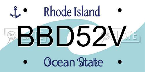 BBD52V Rhode Island License Plate
