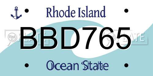 BBD765 Rhode Island License Plate