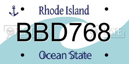 BBD768 Rhode Island License Plate