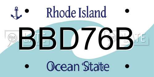 BBD76B Rhode Island License Plate