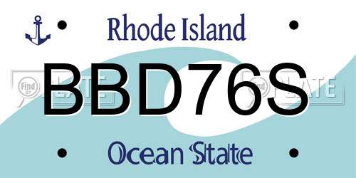 BBD76S Rhode Island License Plate