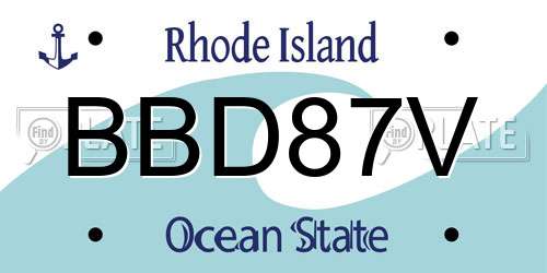 BBD87V Rhode Island License Plate
