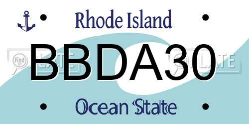 BBDA30 Rhode Island License Plate