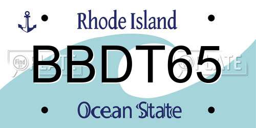 BBDT65 Rhode Island License Plate