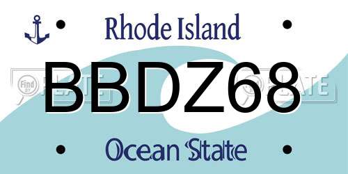 BBDZ68 Rhode Island License Plate