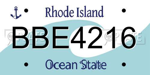 BBE4216 Rhode Island License Plate