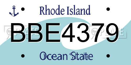 BBE4379 Rhode Island License Plate