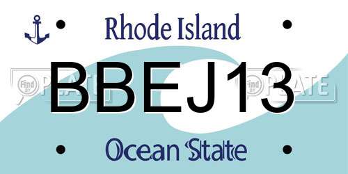 BBEJ13 Rhode Island License Plate