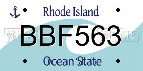 BBF563 Rhode Island License Plate