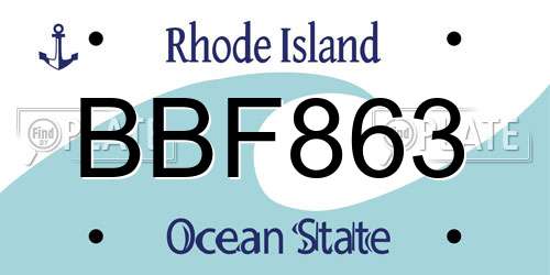 BBF863 Rhode Island License Plate