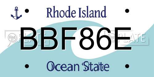 BBF86E Rhode Island License Plate