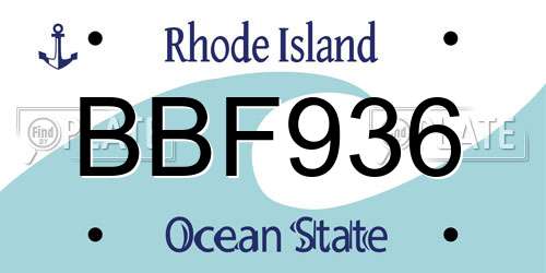 BBF936 Rhode Island License Plate
