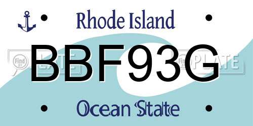 BBF93G Rhode Island License Plate