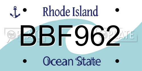 BBF962 Rhode Island License Plate