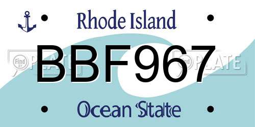 BBF967 Rhode Island License Plate