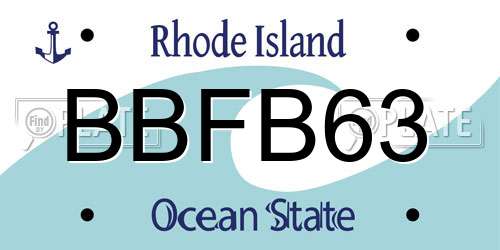 BBFB63 Rhode Island License Plate